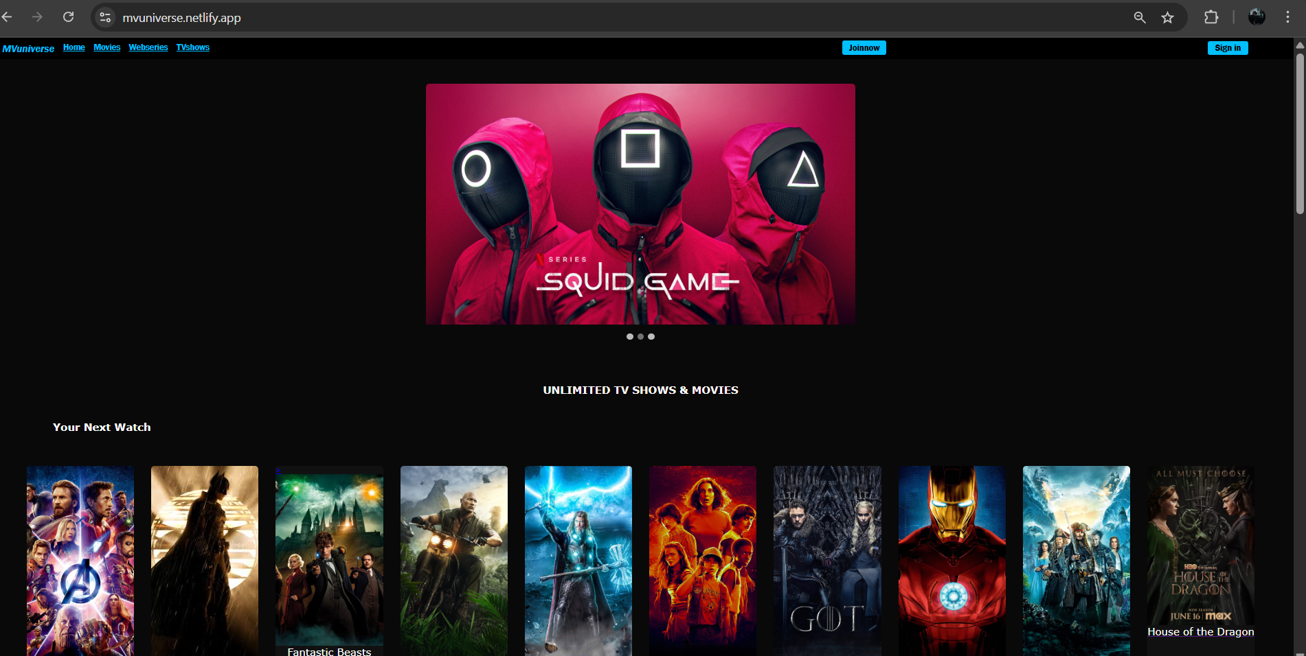 MVuniverse Project Screenshot